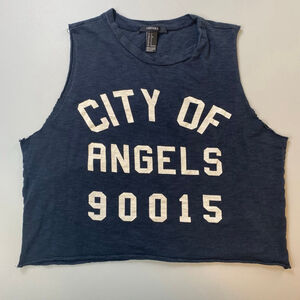 FOREVER 21 Muscle Tank Top Womens Small Black White City of Angels Indie Sleaze